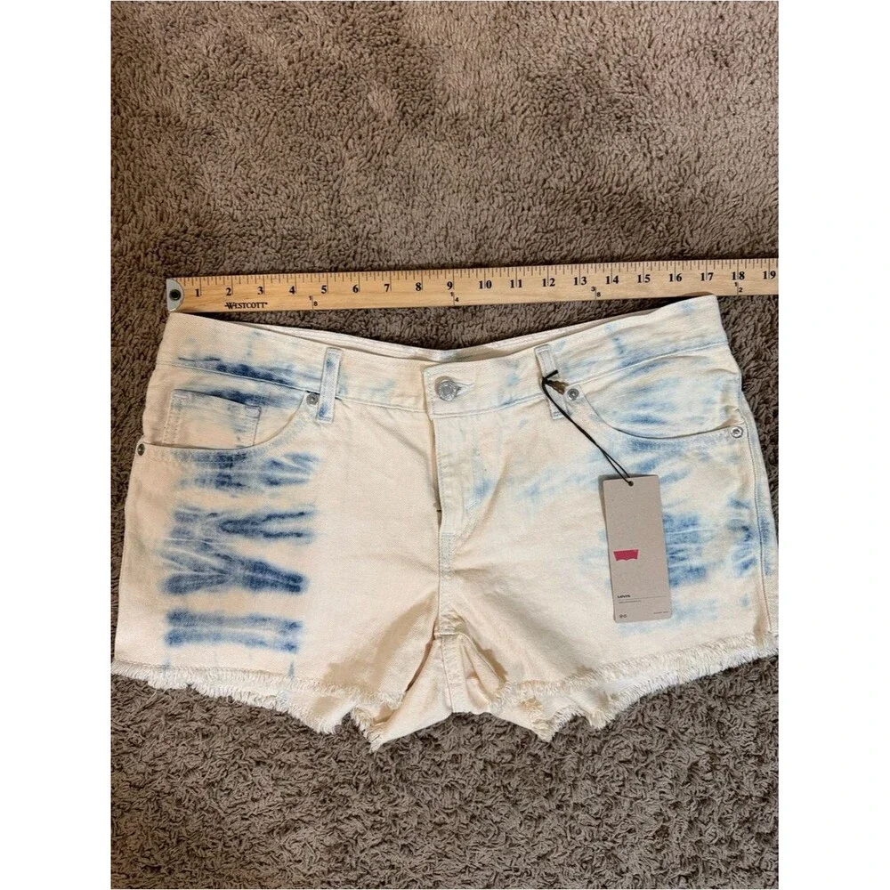 NWT Levi's Tie-Dye Blue Cream Denim Cutoffs Shorts Women's size 34